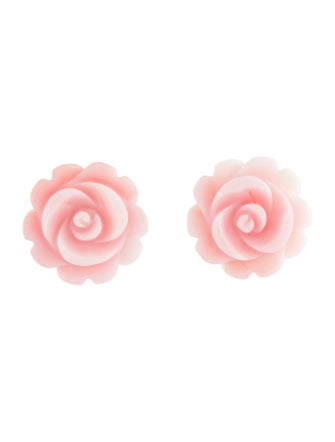Earrings 14K Shell Floral Stud Earrings