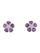 Earrings 14K Amethyst & Diamond Flower Stud Earrings