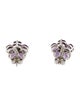 Earrings 14K Amethyst & Diamond Flower Stud Earrings