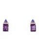 Earrings 14K Amethyst, Tanzanite & Diamond Stud Earrings