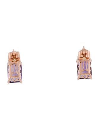 Earrings 14K Amethyst, Tanzanite & Diamond Stud Earrings