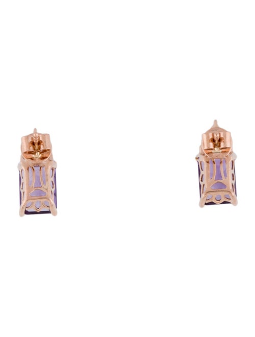 Earrings 14K Amethyst, Tanzanite & Diamond Stud Earrings
