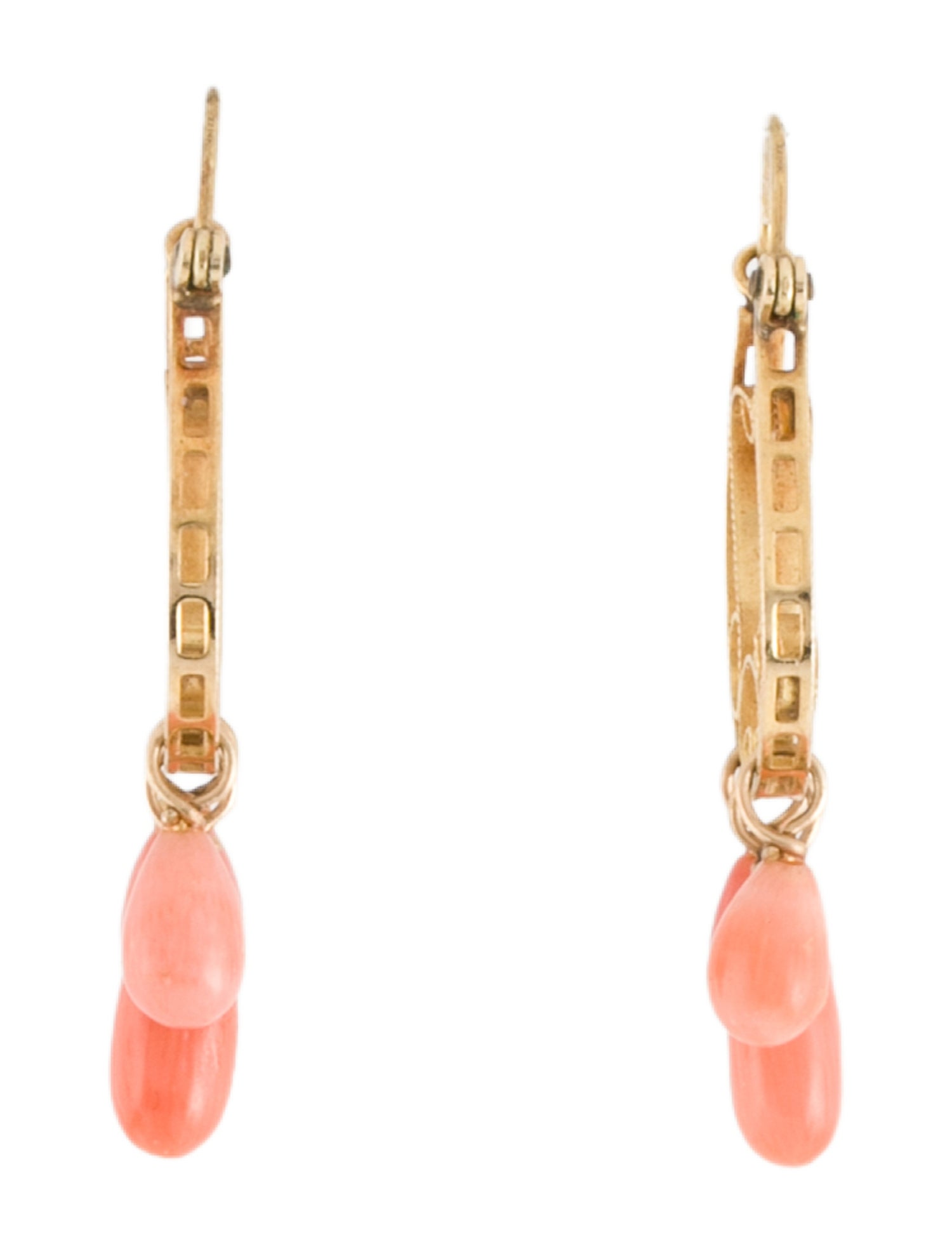 Earrings 14K Coral Dangle
