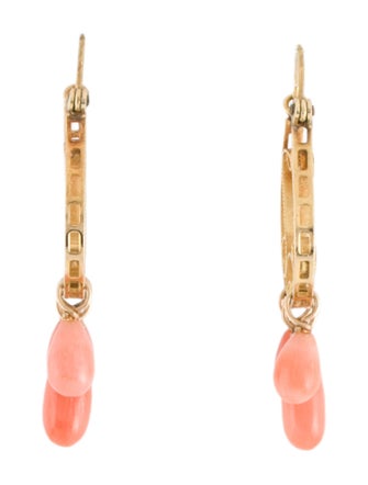 Earrings 14K Coral Dangle Earrings
