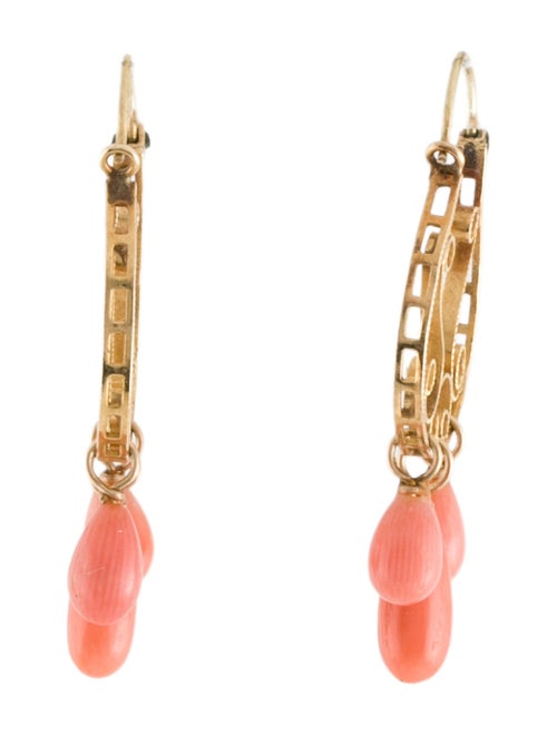 Earrings 14K Coral Dangle Earrings