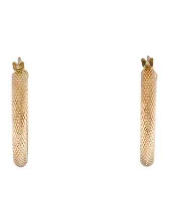 Earrings 14K Texture Hoop Earrings