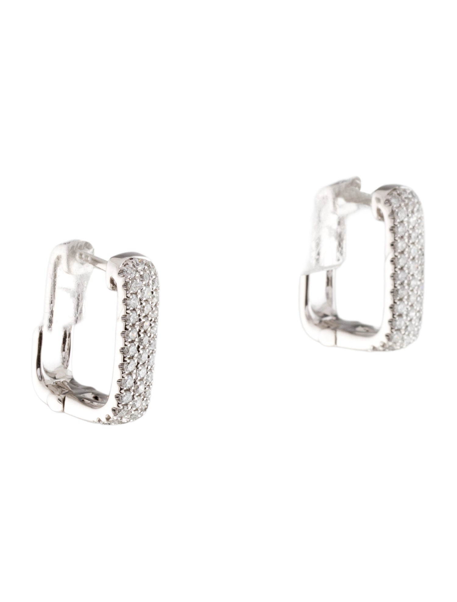 Earrings 14K Diamond Rectangular Hoop