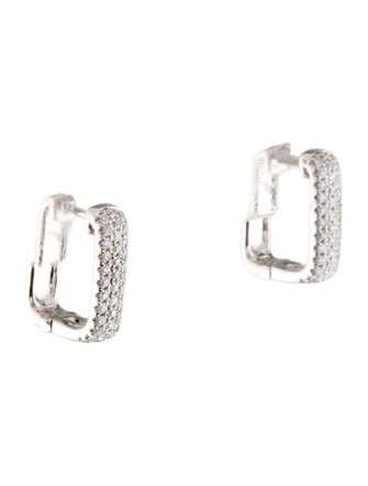 Earrings 14K Diamond Rectangular Hoop Earrings