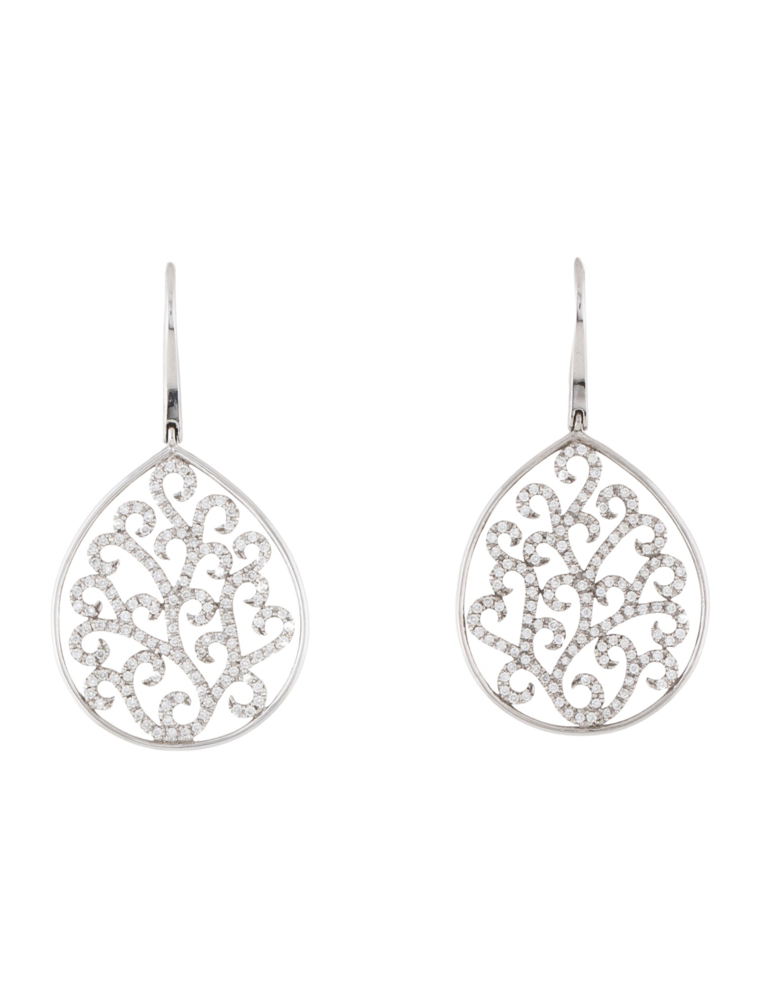 Earrings 18K Diamond Scrollwork Drop