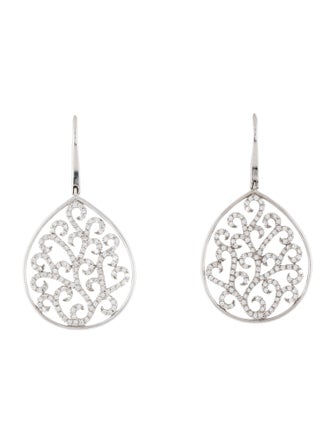 Earrings 18K Diamond Scrollwork Drop Earrings