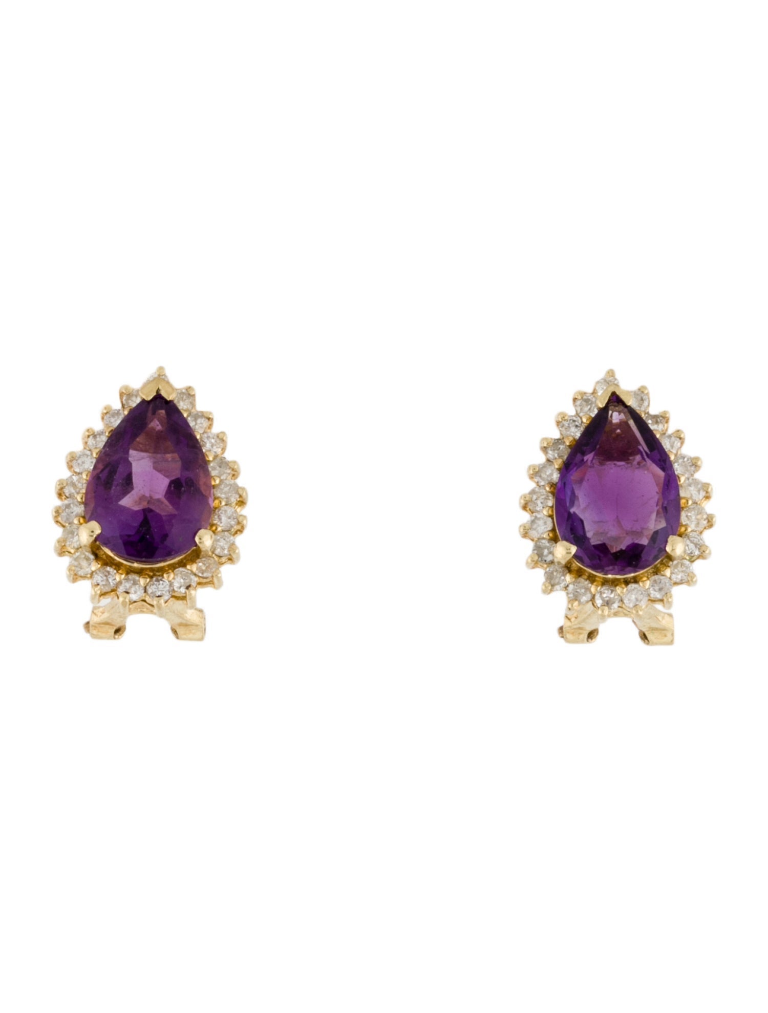 Earrings 14K 2.76ctw Amethyst & Diamond Earclip Earrings