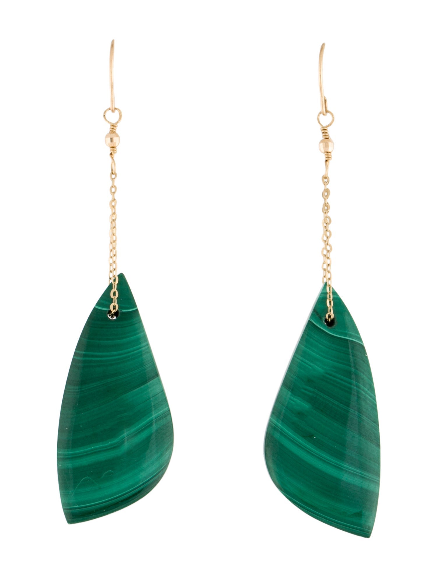 Earrings 14K Malachite Drop