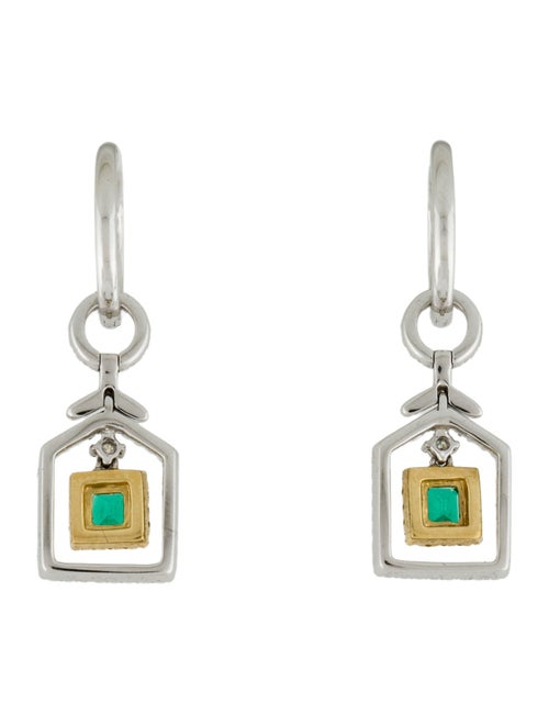 Earrings 18K Emerald & Diamond Drop Earrings