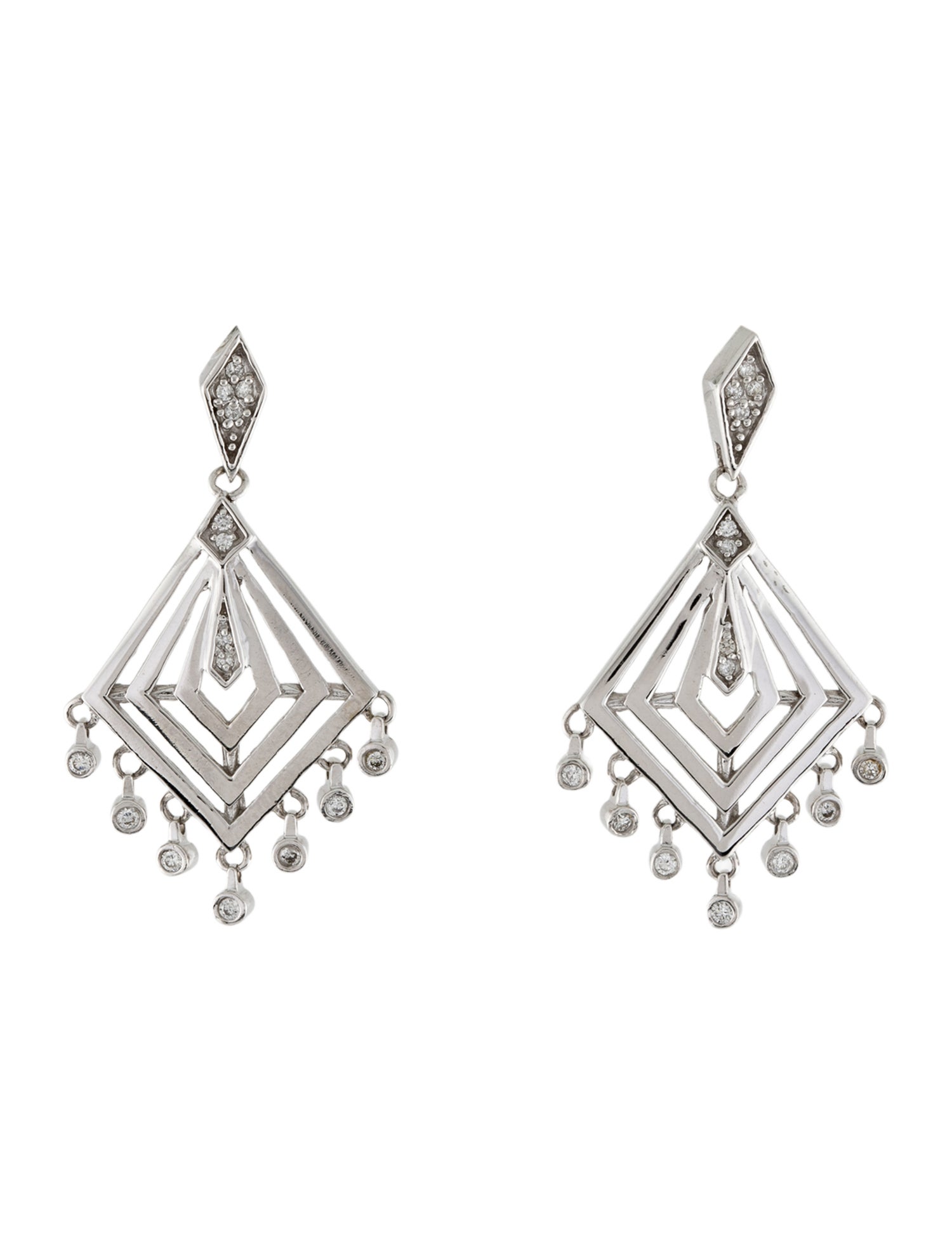 Earrings 14K Diamond Geometric Chandelier