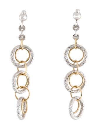 Earrings 14K Two-Tone Circle Drop Earrings