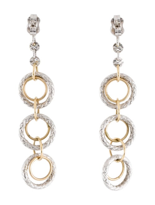 Earrings 14K Two-Tone Circle Drop Earrings