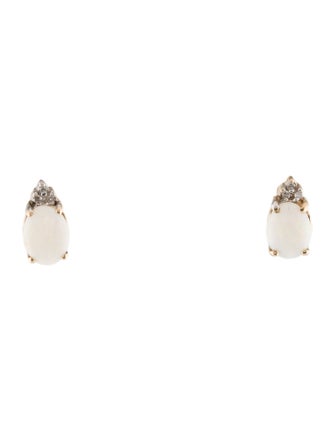 Earrings 10K Opal & Diamond Stud Earrings