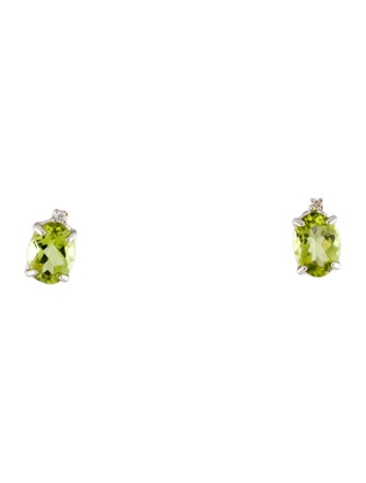 Earrings 10K Peridot & Diamond Stud Earrings
