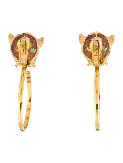 Earrings 18K 3.40ctw Ruby, 0.50ctw Emerald & 2.06ctw Diamond Big Cat Drop Earrings