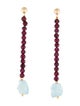 Earrings 14K Rhodolite Garnet & Aquamarine Drop Earrings