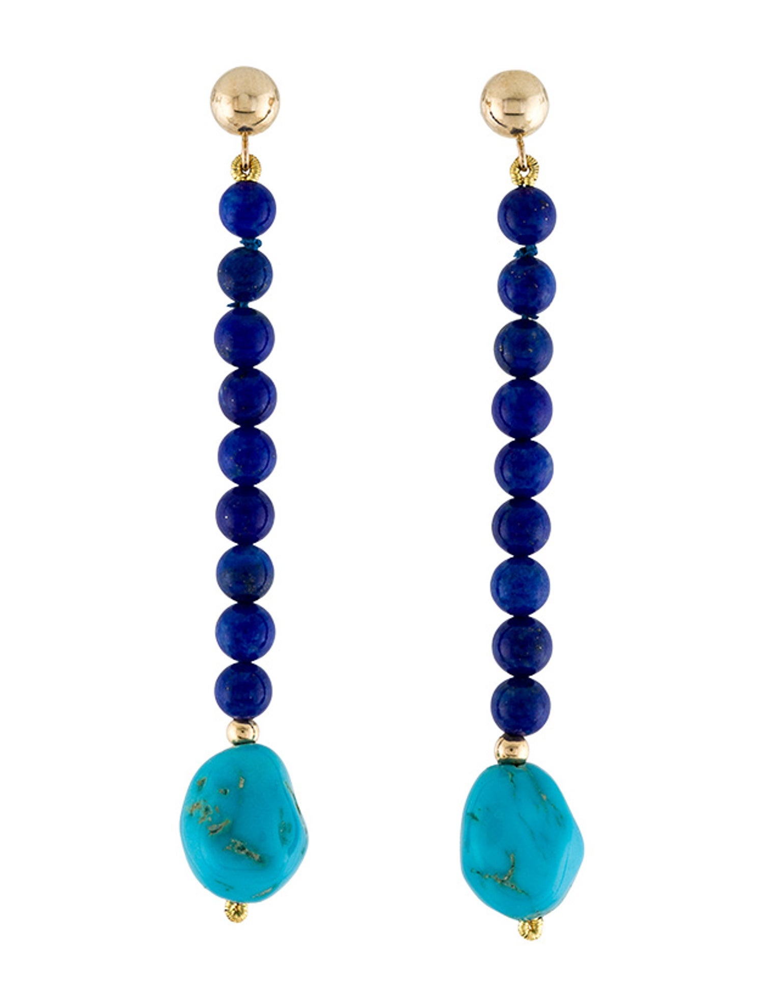 Earrings 14K Lapis Lazuli & Turquoise Drop
