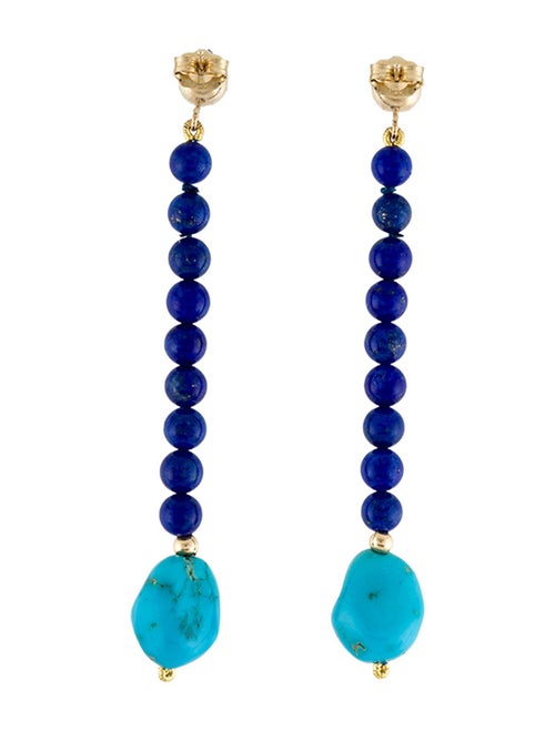 Earrings 14K Lapis Lazuli & Turquoise Drop Earrings