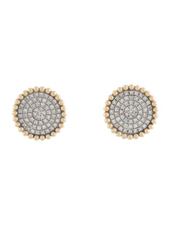 Earrings 14K Diamond Disc Stud Earrings