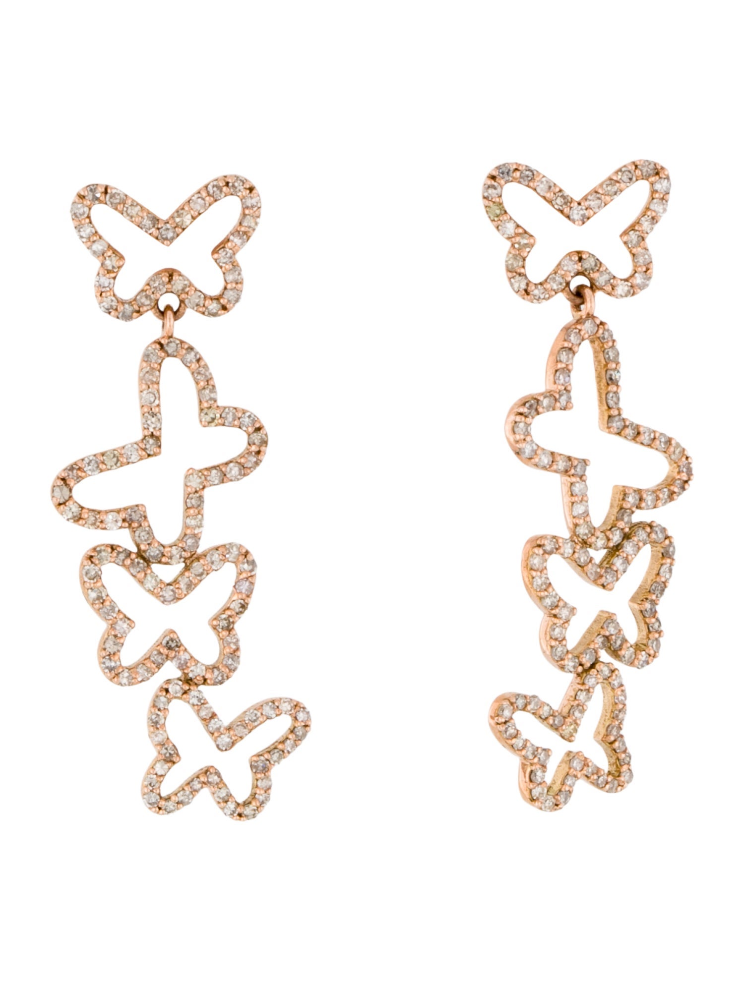 Earrings 14K 1.63ctw Diamond Butterfly Drop