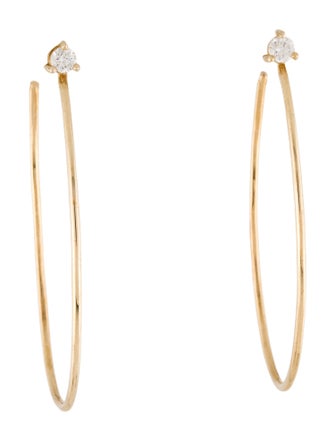 Earrings 14K Diamond Drop Oval Hoops