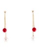 Earrings 14K Pearl & Dyed Coral Drop Earrings