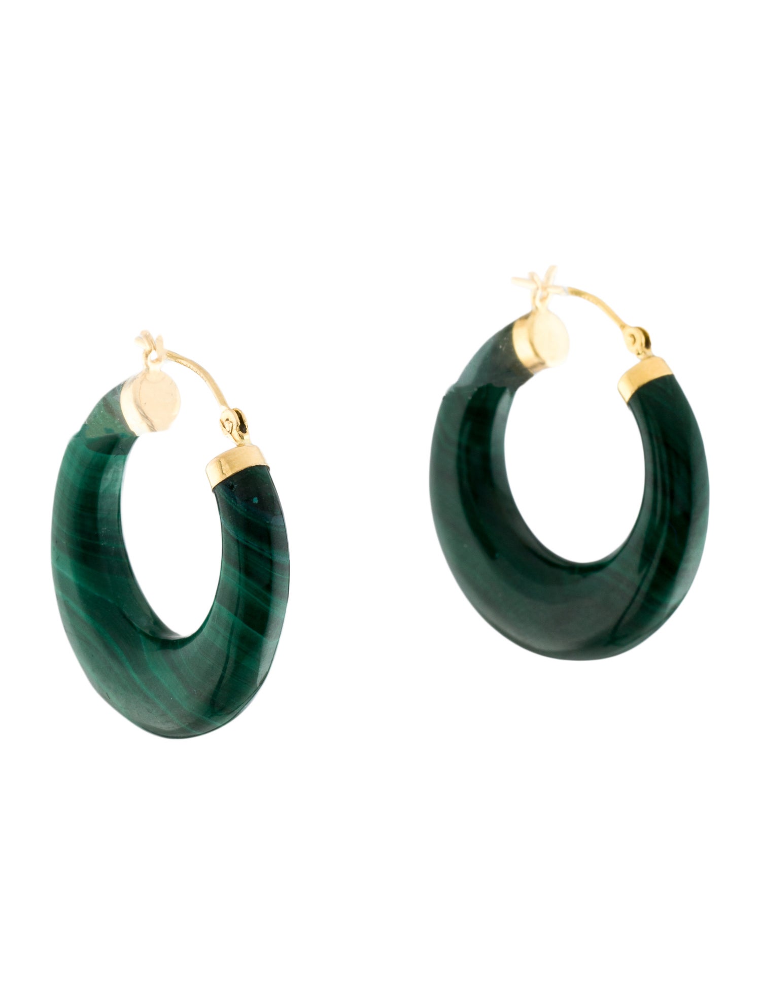 Earrings 14K Malachite Hoop Earrings