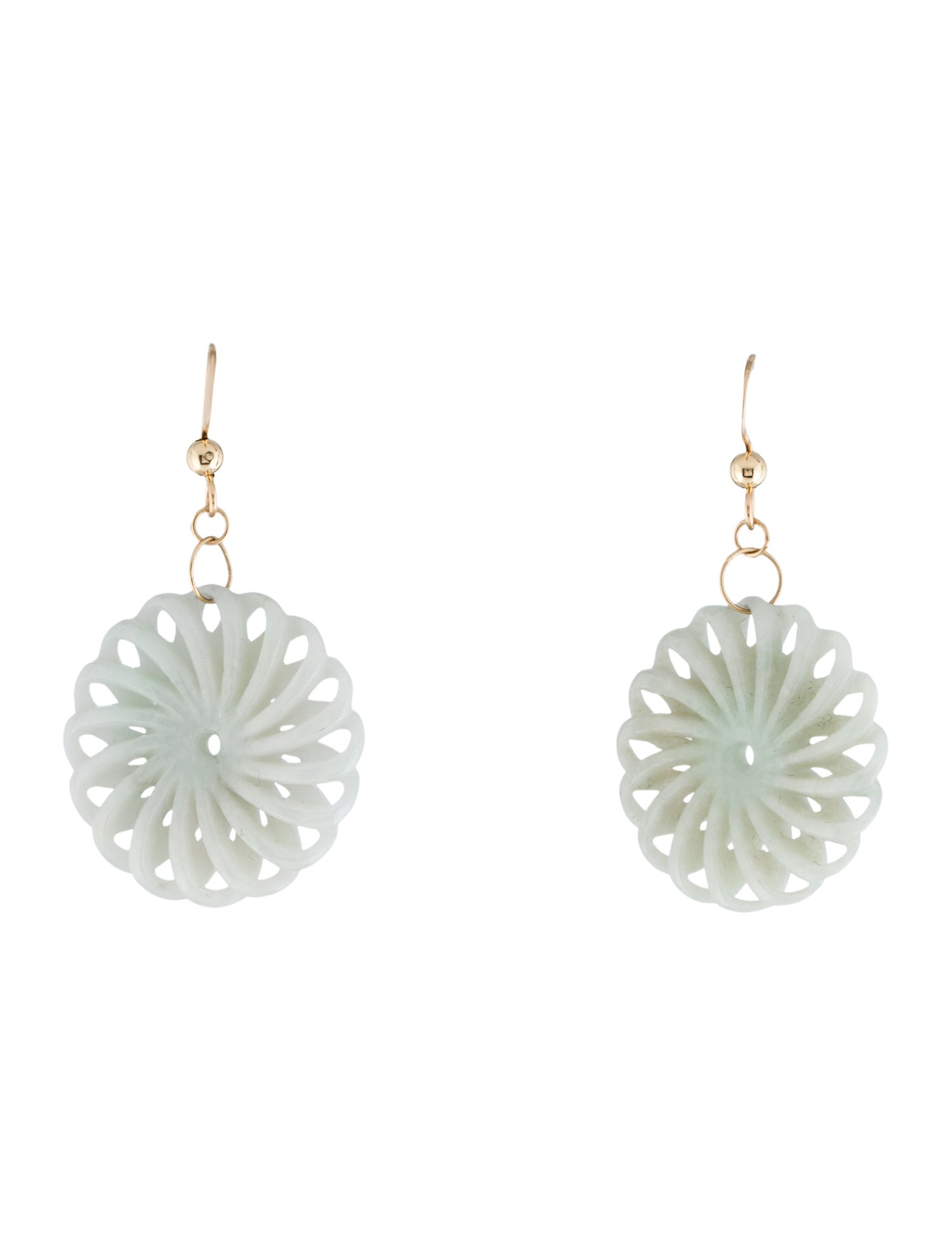 Earrings 14K Jadeite Spiral Drop Earrings
