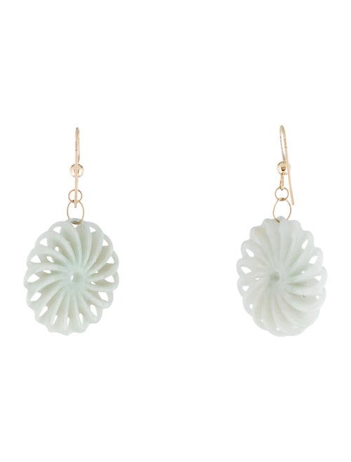 Earrings 14K Jadeite Spiral Drop Earrings