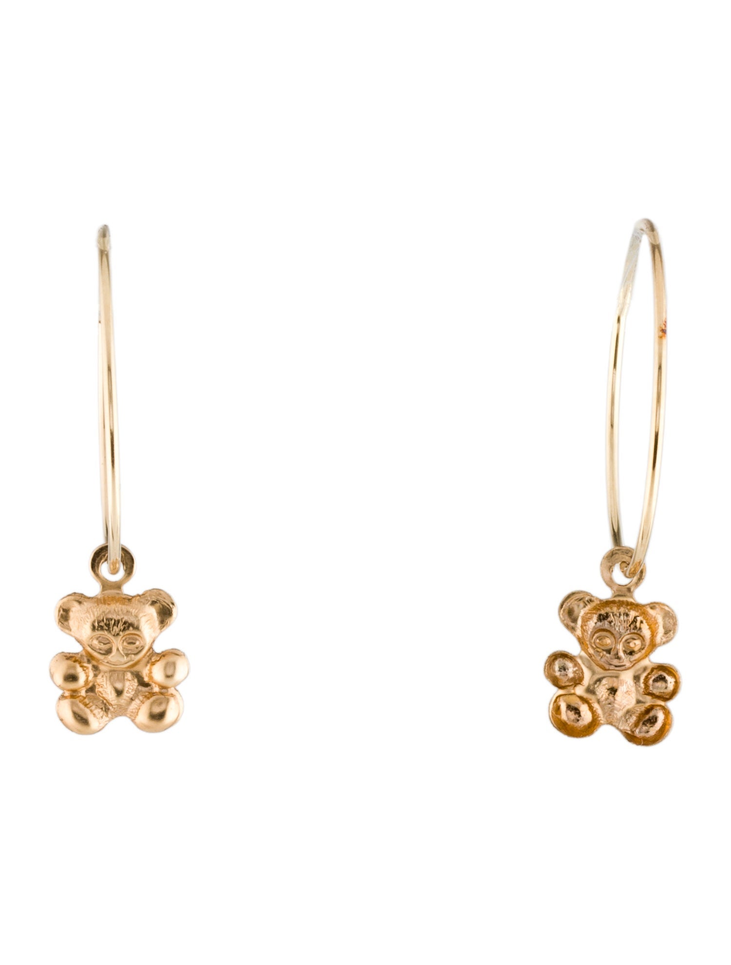 Earrings 14K Bear Hoop Drop