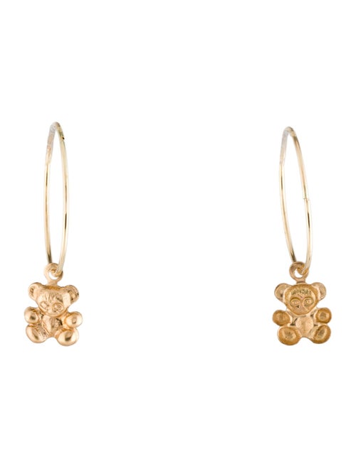 Earrings 14K Bear Hoop Drop Earrings