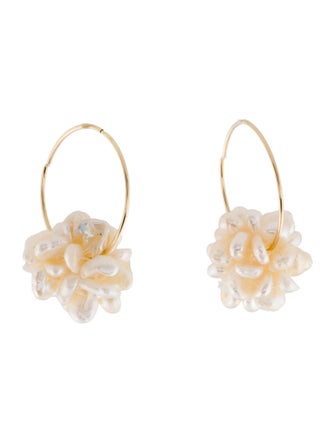 Earrings 14K Pearl Hoop Earrings