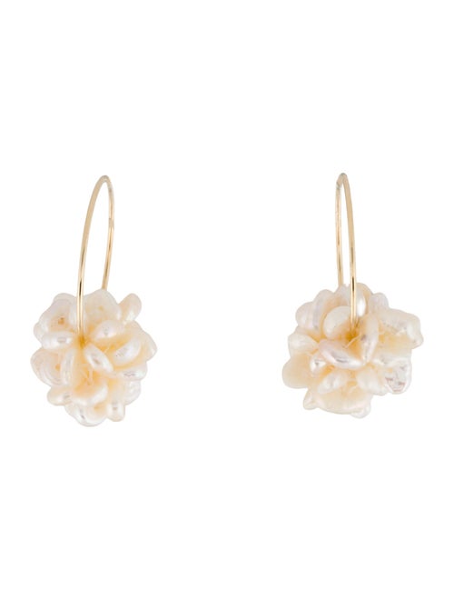 Earrings 14K Pearl Hoop Earrings