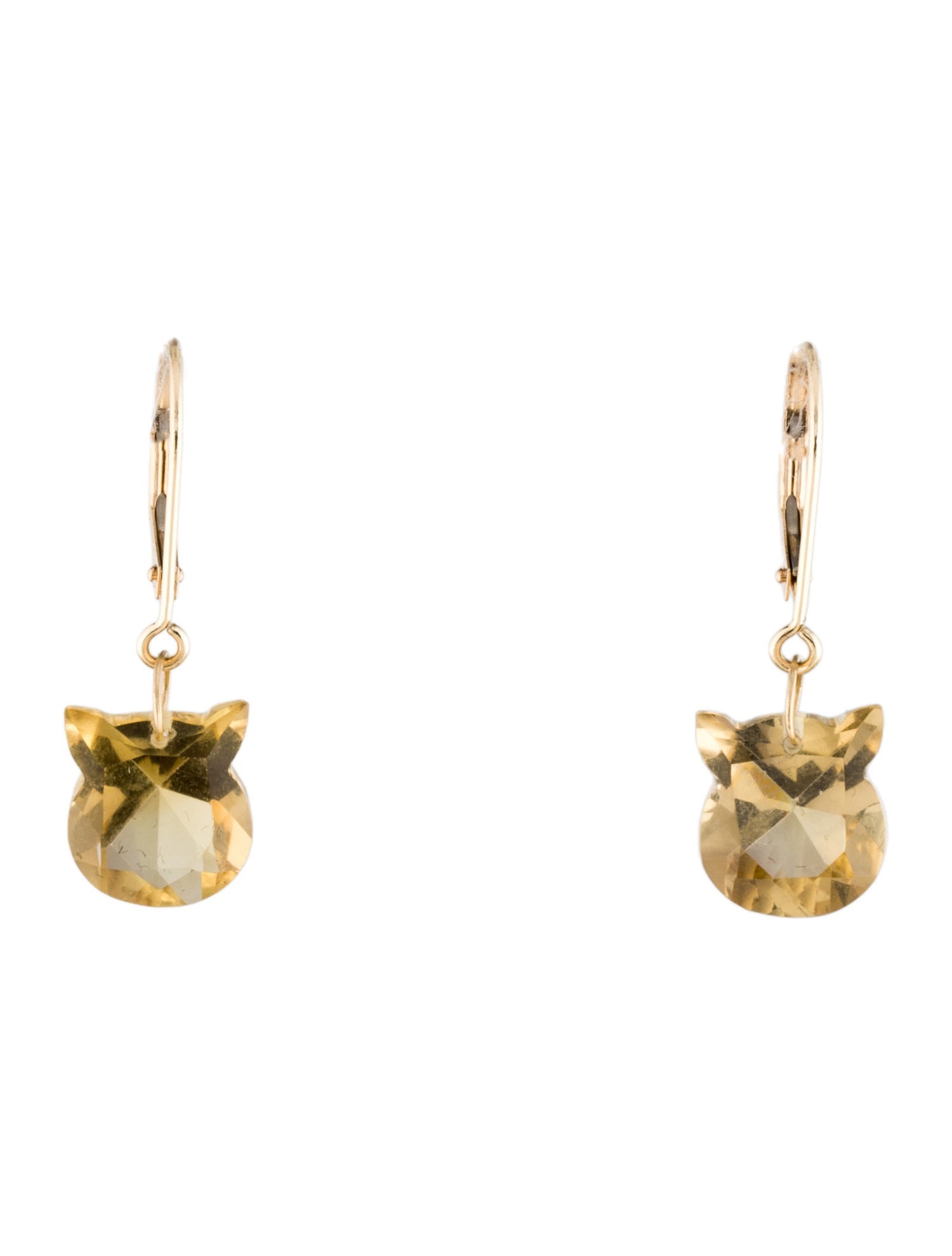 Earrings 14K Citrine Cat Bead Drop Earrings