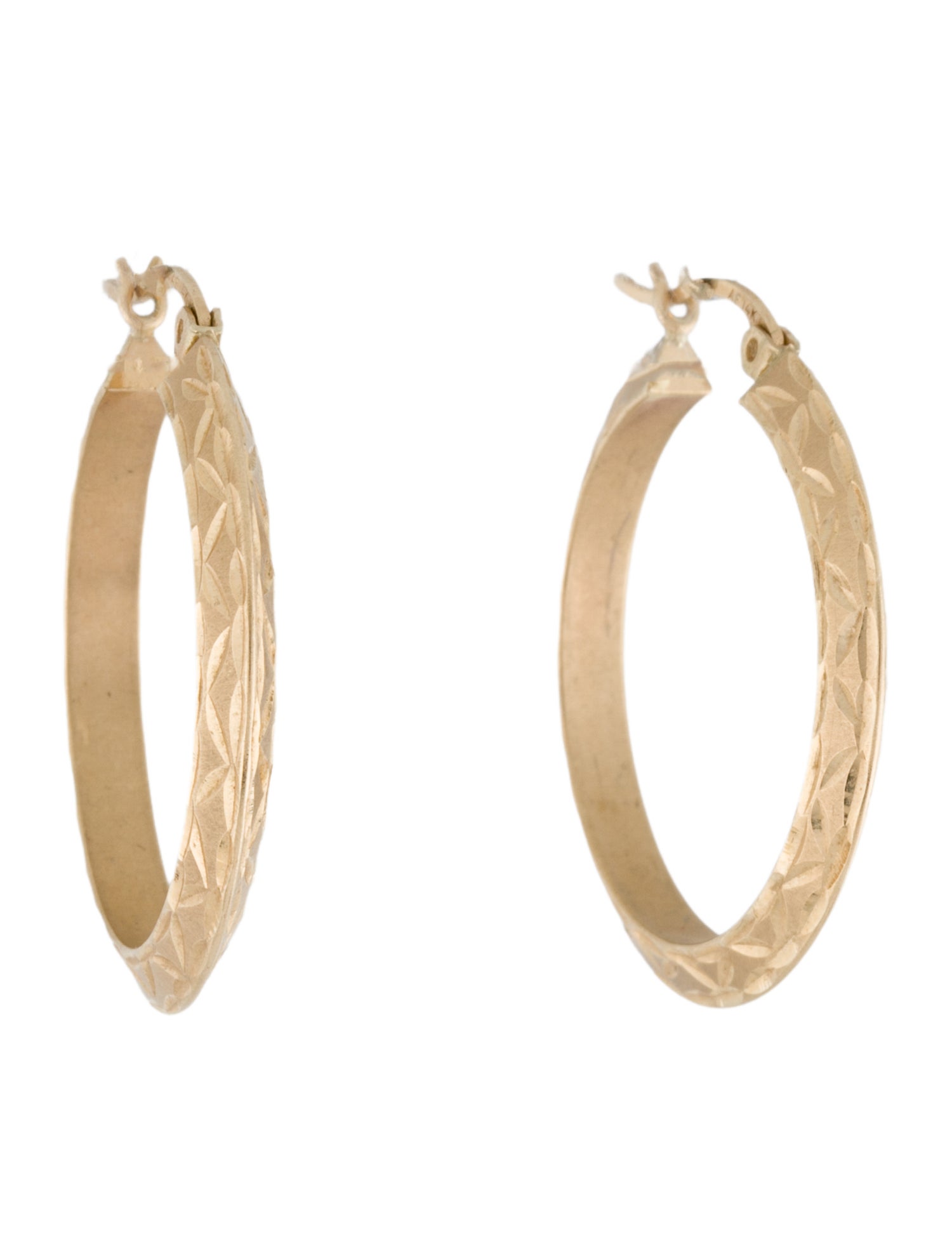 Earrings 14k Textured Hoop