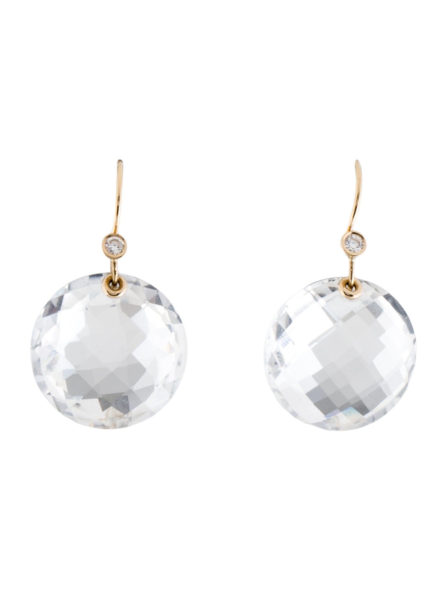 Earrings 14K Quartz & Diamond Drop Earrings