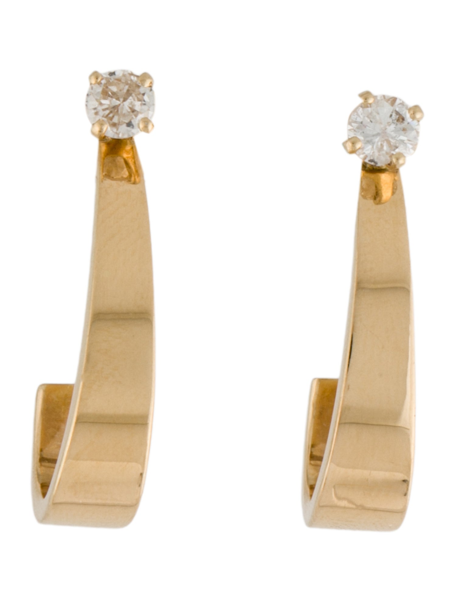 Earrings 14K Diamond Solitaire Hoop