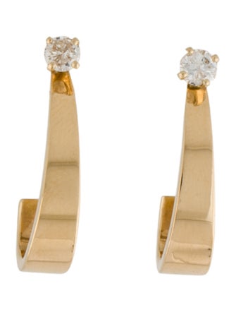 Earrings 14K Diamond Solitaire Hoop Earrings