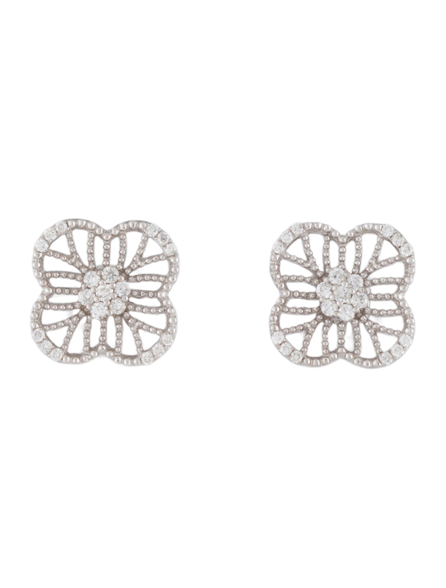 Earrings 14K Diamond Clover Stud