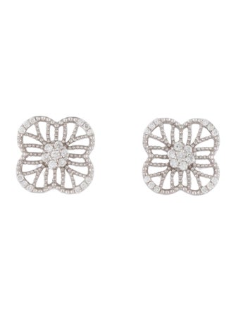Earrings 14K Diamond Clover Stud Earrings