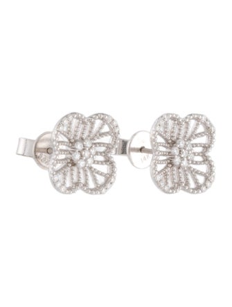 Earrings 14K Diamond Clover Stud Earrings