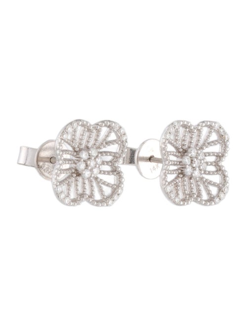 Earrings 14K Diamond Clover Stud Earrings