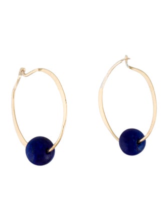 Earrings 14K Lapis Lazuli Hoop Earrings