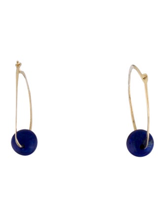 Earrings 14K Lapis Lazuli Hoop Earrings