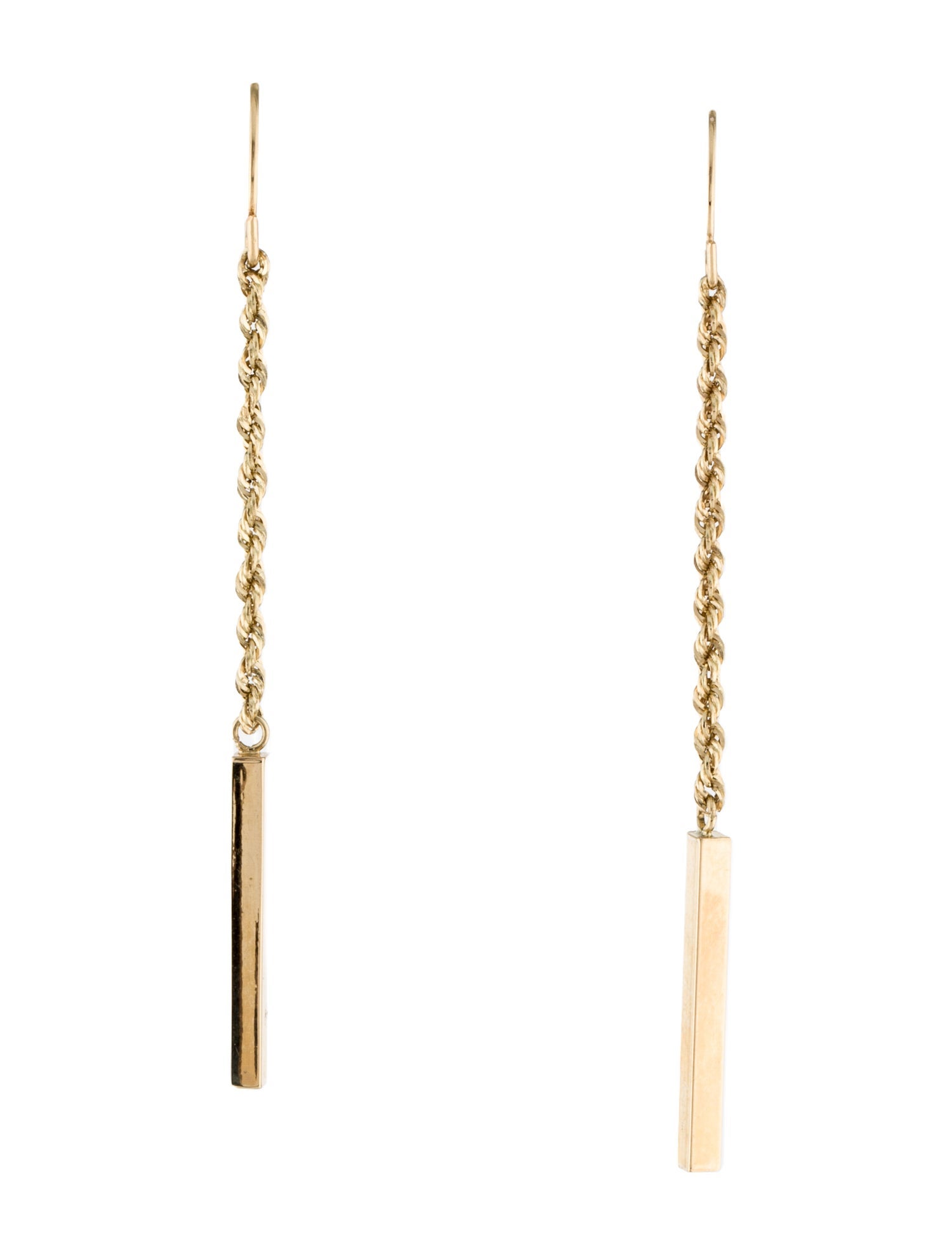 Earrings 14K Rectangular Rope Drop Earrings