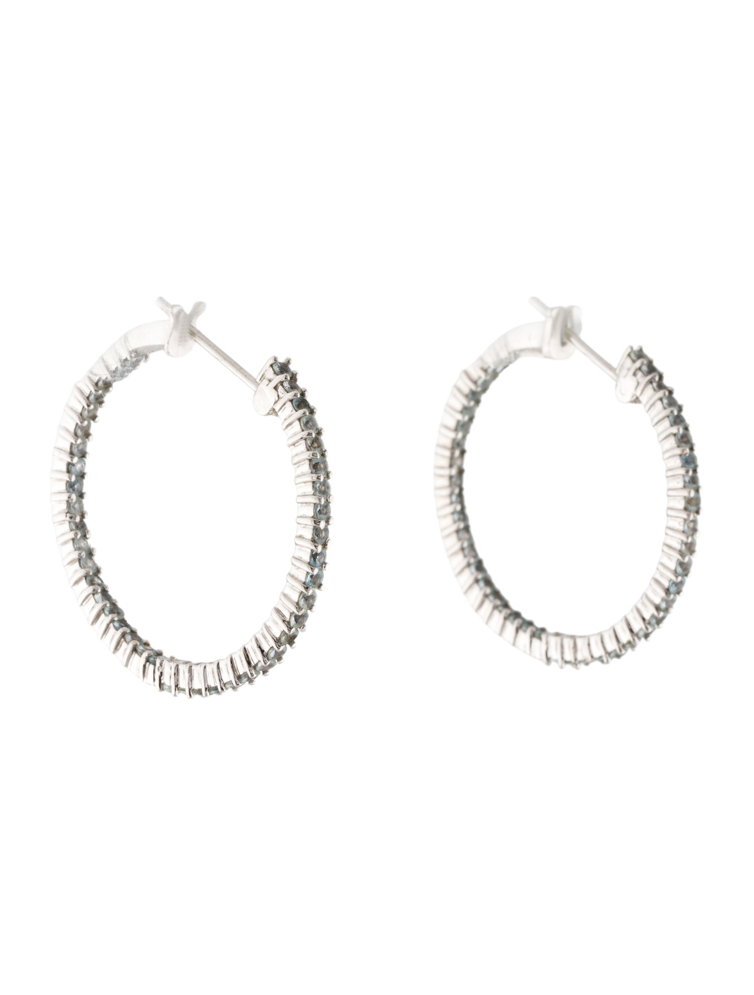 Earrings 18K 2.07ctw Aquamarine Inside-Out Hoop